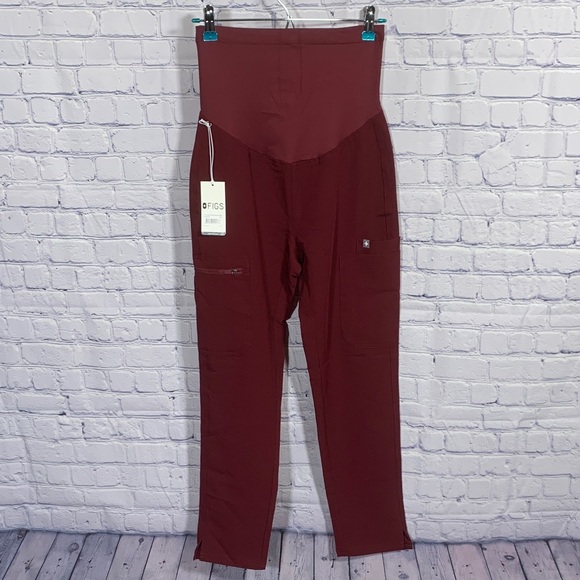Figs Womens Yola Maternity 3.0 Petite Scrub Pant Burgundy Size XXS NWT Medical - Picture 1 of 7